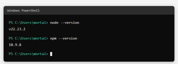 检查 Node 与 npm 版本(本机实测)